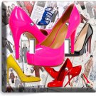 HOT PINK HIGH HEEL SEXY SHOES DOUBLE LIGHT SWITCH WALL PLATE BOUTIQUE ROOM DECOR