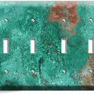 RUSTED COPPER RUSTIC GREEN PATINA LOOK 4 GANG LIGHT SWITCH WALL PLATE ROOM DECOR