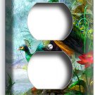 WHIMSICAL COLORFUL PEACOCK FEATHERS FLOWERS OUTLET WALL PLATE BEDROOM ROOM DECOR