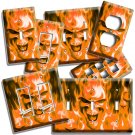 ORANGE FLAMES BURNING SKULL LIGHT SWITCH OUTLET WALL PLATES BIKER MAN CAVE DECOR
