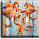 TROPICAL PINK FLAMINGO WORN OUT WOOD 2 GANG LIGHT SWITCH WALL PLATES ROOM DECOR TROPICAL PINK FLAMINGO WORN OUT WOOD 2 GANG LIGHT SWITCH WALL PLATES ROOM DECOR