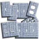 AFRICAN TRIBAL BLUE STRIPES MUDCLOTH LOOK LIGHT SWITCH OUTLET WALL PLATES DECOR AFRICAN TRIBAL BLUE STRIPES MUDCLOTH LOOK LIGHT SWITCH OUTLET WALL PLATES DECOR