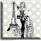PARIS SHOPPING TRAVEL GIRL 2 GANG LIGHT SWITCH WALL PLATE BEDROOM ROOM ART DECOR PARIS SHOPPING TRAVEL GIRL 2 GANG LIGHT SWITCH WALL PLATE BEDROOM ROOM ART DECOR