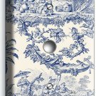 TOILE DE JOUY BLUE EUROPEAN PATTERN LIGHT DIMMER CABLE WALL PLATE HOME ART DECOR