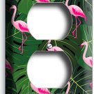 PINK FLAMINGO GREEN TROPICAL LEAVES PATTERN OUTLET WALL PLATE BEDROOM ROOM DECOR PINK FLAMINGO GREEN TROPICAL LEAVES PATTERN OUTLET WALL PLATE BEDROOM ROOM DECOR