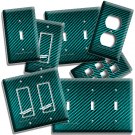 TURQUOISE  CARBON FIBER LOOK LIGHT SWITCH OUTLET COVER WALL PLATES GARAGE DECOR
