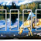 COUNTRY WESTERN COWBOY HORSE LAKE MOUNTAINS 4 GFCI LIGHT SWITCH WALL PLATE DECOR