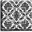 BLACK AND WHITE DAMASK MOTIVE LIGHT SWITCH 2 GFCI WALL PLATE ROOM HOME ART DECOR