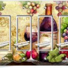 BURGUNDY RED WINE GLASS BOTTLE GRAPES 4 GFI LIGHT SWITCH PLATE KITCHEN ART DECOR