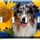 COLLIE DOG IN SUNFLOWERS LIGHT SWITCH 4 GANG WALL COVER GROOMING PET SALON DECOR COLLIE DOG IN SUNFLOWERS LIGHT SWITCH 4 GANG WALL COVER GROOMING PET SALON DECOR