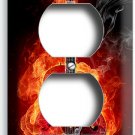ELECTRIC ROCK BASS GUITAR IN RED FLAMES OUTLET PLATE MUSIC STUDIO ROOM ART DECOR