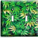 GREEN CANNABIS LEAF MARIJUANA 2 GANG LIGHT SWITCH WALL PLATE MAN CAVE ROOM DECOR GREEN CANNABIS LEAF MARIJUANA 2 GANG LIGHT SWITCH WALL PLATE MAN CAVE ROOM DECOR