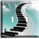 PIANO KEYS STAIRS SKY CLOUDS 2 GANG LIGHT SWITCH PLATES MUSIC STUDIO ROOM DECOR