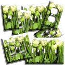 FLORAL WHITE GREEN STEM TULIPS FLOWERS LIGHT SWITCH OUTLET WALL PLATE ROOM DECOR FLORAL WHITE GREEN STEM TULIPS FLOWERS LIGHT SWITCH OUTLET WALL PLATE ROOM DECOR