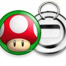 SUPER MARIO BROTHERS RED MAGIC POWER MUSHROOM BEER BOTTLE OPENER KEYCHAIN KEYFOB