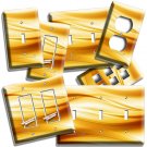 GOLDEN CARAMEL WAWY HUES LIGHT SWITCH PLATE OUTLET BEDROOM LIVING ROOM ART DECOR