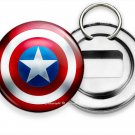 CAPTAIN AMERICA SHIELD THE FIRST AVENGER HERO BEER SODA BOTTLE OPENER KEY RING