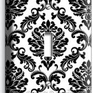 BLACK AND WHITE DAMASK MOTIVE LIGHT SWITCH 1 GANG WALL PLATE ROOM HOME ART DECOR
