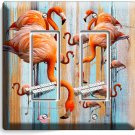 TROPICAL PINK FLAMINGO WORN OUT WOOD 2 GFCI LIGHT SWITCH WALL PLATES ROOM DECOR TROPICAL PINK FLAMINGO WORN OUT WOOD 2 GFCI LIGHT SWITCH WALL PLATES ROOM DECOR