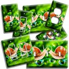 2 SNAILS IN LOVE ON DEW BRANCHES LIGHT SWITCH OUTLET WALL PLATE NATURE ART DECOR