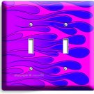 HOT ROD BLUE PINK FLAMES 2 GANG LIGHT SWITCH WALL PLATE COVER GIRL ROOM HD DECOR