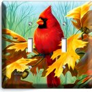 CARDINAL BIRD OAK TREE LEAVES ACORNS 2 GANG LIGHT SWITCH WALL PLATES ROOM DECOR CARDINAL BIRD OAK TREE LEAVES ACORNS 2 GANG LIGHT SWITCH WALL PLATES ROOM DECOR
