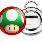 SUPER MARIO BROTHERS MAGIC POWER UP GREEN MUSHROOM BEER BOTTLE OPENER KEYCHAIN