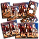 WILD MUSTANG HORSES RUN IN PRAIRIE COLORFUL LIGHT SWITCH OUTLET WALL PLATE DECOR