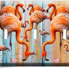 TROPICAL PINK FLAMINGO WORN OUT WOOD 3 GANG LIGHT SWITCH WALL PLATES ROOM DECOR TROPICAL PINK FLAMINGO WORN OUT WOOD 3 GANG LIGHT SWITCH WALL PLATES ROOM DECOR