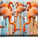 TROPICAL PINK FLAMINGO WORN OUT WOOD 4 GANG LIGHT SWITCH WALL PLATES ROOM DECOR TROPICAL PINK FLAMINGO WORN OUT WOOD 4 GANG LIGHT SWITCH WALL PLATES ROOM DECOR