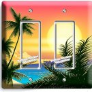 BEAUTIFUL CALIFORNIA BAY SUNRISE PALMS 2 GFCI LIGHT SWITCH WALL PLATE ROOM DECOR BEAUTIFUL CALIFORNIA BAY SUNRISE PALMS 2 GFCI LIGHT SWITCH WALL PLATE ROOM DECOR