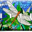 DRAGONFLY MOSAIC STAINED GLASS LOOK 4 GANG LIGHT SWITCH WALL PLATE BEDROOM DECOR DRAGONFLY MOSAIC STAINED GLASS LOOK 4 GANG LIGHT SWITCH WALL PLATE BEDROOM DECOR