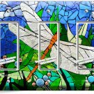 DRAGONFLY MOSAIC STAINED GLASS LOOK 3 gfci LIGHT SWITCH WALL PLATE BEDROOM DECOR DRAGONFLY MOSAIC STAINED GLASS LOOK 3 gfci LIGHT SWITCH WALL PLATE BEDROOM DECOR