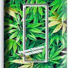 GREEN CANNABIS LEAF MARIJUANA 1 GFCI LIGHT SWITCH WALL PLATE MAN CAVE ROOM DECOR