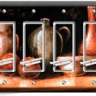WESTERN COUNTRY RUSTIC POTTERY WINE JUG 4 GFCI LIGHT SWITCH PLATES KITCHEN DECOR