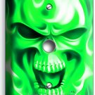 GREEN FLAMES BURNING SKULL LIGHT DIMMER CABLE WALL PLATE BIKER MAN CAVE HD DECOR