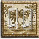EXOTIC PARADISE ISLAND PALM TREES DOUBLE DECORA ROCKER LIGHT SWITCH COVER PLATES