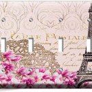 VINTAGE EIFFEL TOWER MAGNOLIA FLOWERS PARIS POST CARD 4 GANG LIGHT SWITCH PLATES VINTAGE EIFFEL TOWER MAGNOLIA FLOWERS PARIS POST CARD 4 GANG LIGHT SWITCH PLATES