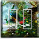 WHIMSICAL PEACOCKS FEATHERS LIGHT SWITCH 2GFCI WALL PLATE BEDROOM ROOM ART DECOR WHIMSICAL PEACOCKS FEATHERS LIGHT SWITCH 2GFCI WALL PLATE BEDROOM ROOM ART DECOR