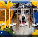 COLLIE DOG IN SUNFLOWERS LIGHT SWITCH 4 GFCI WALL COVER GROOMING PET SALON DECOR COLLIE DOG IN SUNFLOWERS LIGHT SWITCH 4 GFCI WALL COVER GROOMING PET SALON DECOR