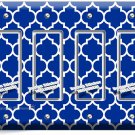 GEOMETRIC BLUE WHITE ARABIC PATTERN 4 GFCI LIGHT SWITCH WALL PLATE ROOM HD DECOR