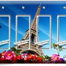 EIFFEL TOWER FLOWERS PARIS EUROPE FLORAL BLUE SKY 4 GFI LIGHT SWITCH PLATE DECOR EIFFEL TOWER FLOWERS PARIS EUROPE FLORAL BLUE SKY 4 GFI LIGHT SWITCH PLATE DECOR