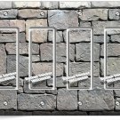 OLD MEDIEVAL CASTLE ROCK STONE WALL LIGHT SWITCH 4 GFCI PLATE ROOM HOME HD DECOR