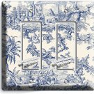TOILE DE JOUY BLUE FRENCH PATTERN 2 GFCI LIGHT SWITCH WALL PLATE HOME ROOM DECOR