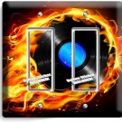 VINYL RECORD FIRE FLAMES 2 GFCI LIGHT SWITCH WALL PLATES MUSIC STUDIO ROOM DECOR