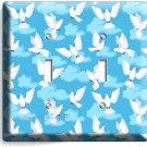 WHITE PEACE DOVES IN BLUES SKY CLOUDS 2 GANG LIGHT SWITCH WALL PLATES ROOM DECOR WHITE PEACE DOVES IN BLUES SKY CLOUDS 2 GANG LIGHT SWITCH WALL PLATES ROOM DECOR