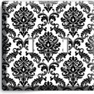 BLACK AND WHITE DAMASK MOTIVE LIGHT SWITCH 2 GANG WALL PLATE ROOM HOME ART DECOR BLACK AND WHITE DAMASK MOTIVE LIGHT SWITCH 2 GANG WALL PLATE ROOM HOME ART DECOR