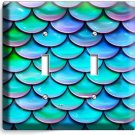 MERMAID TAIL FISH SCALES PATTERN 2 GANG LIGHT SWITCH WALL PLATES ROOM HOME DECOR