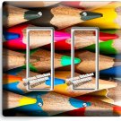 BRIGHT COLOR SHARP PENCILS LIGHT SWITCH 2 GFCI PLATE ART HOBBY STODIO ROOM DECOR BRIGHT COLOR SHARP PENCILS LIGHT SWITCH 2 GFCI PLATE ART HOBBY STODIO ROOM DECOR