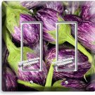SMALL PURPLE STRIPED EGGPLANT 2 GFCI LIGHT SWITCH WALL PLATES KITCHEN HOME DECOR